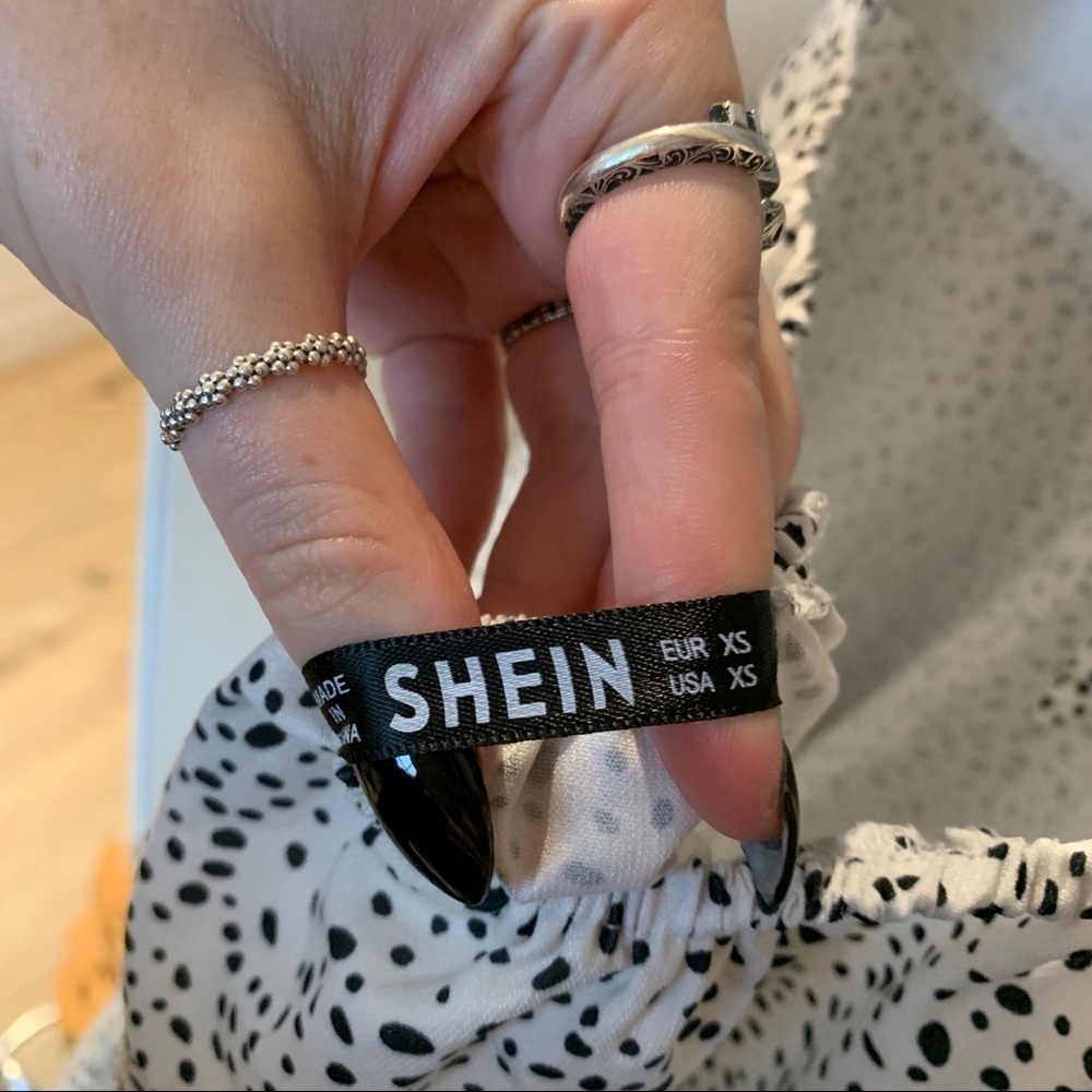 Shein White Polka Dot Mini Dress - Picture 3 of 6